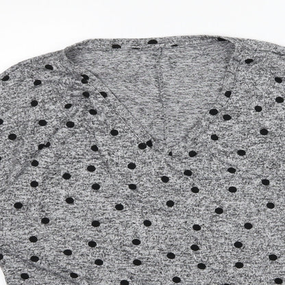 Dorothy Perkins Womens Grey Polka Dot Jersey Pullover Jumper Size 14