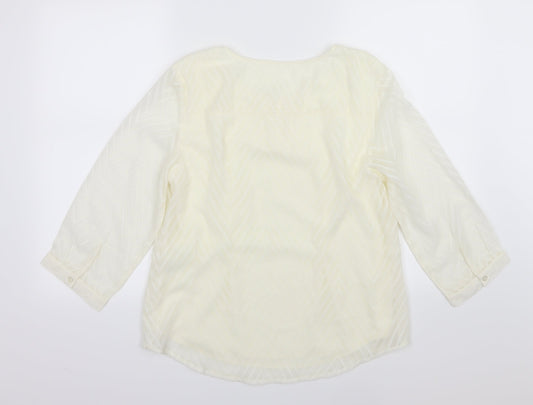 Damart Womens Ivory Striped Chiffon Basic Blouse Size 12