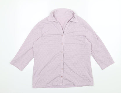 Damart Womens Purple  Jersey Basic Button-Up Size 14