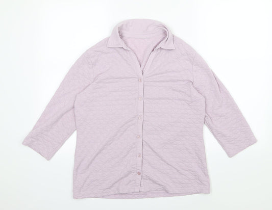 Damart Womens Purple  Jersey Basic Button-Up Size 14