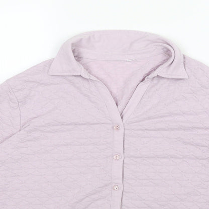 Damart Womens Purple  Jersey Basic Button-Up Size 14