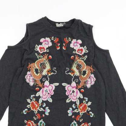 ASOS Womens Grey Floral Jersey T-Shirt Dress  Size 8