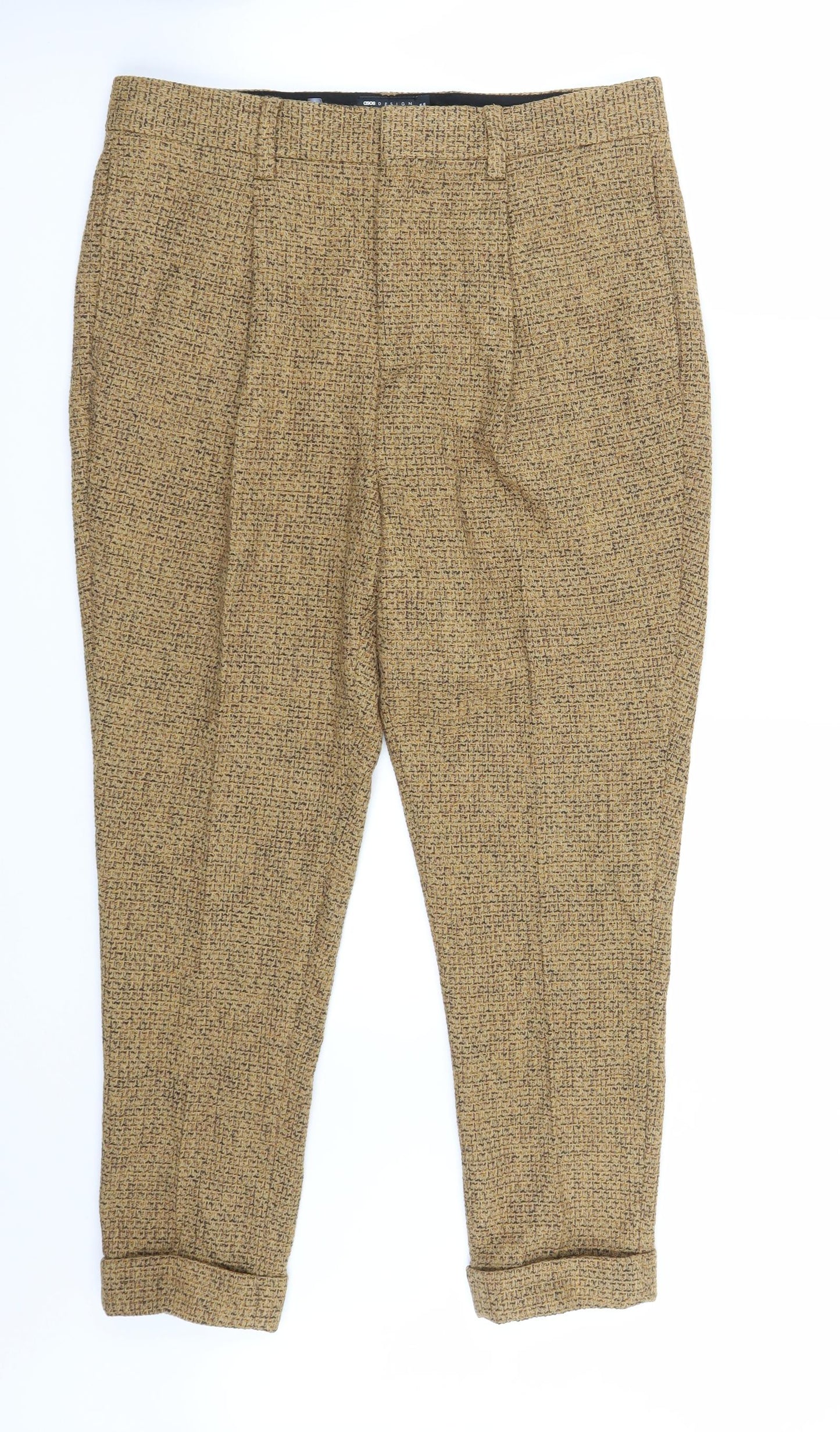 Womens UK Size 32 ASOS Regular Fit Cropped Brown Trousers
