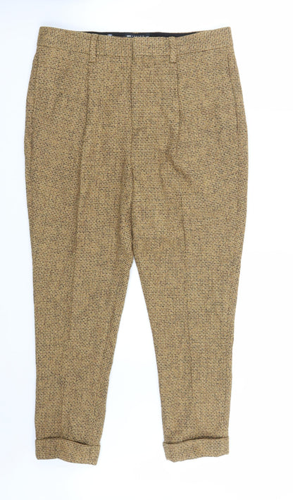 Womens UK Size 32 ASOS Regular Fit Cropped Brown Trousers
