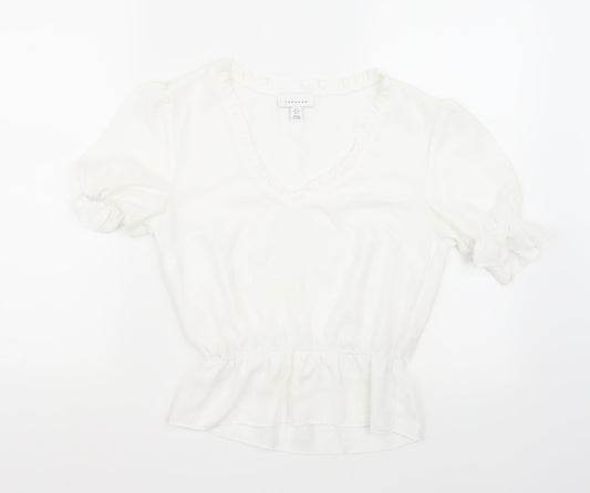 Womens UK Size 6 Topshop White Basic T-Shirt