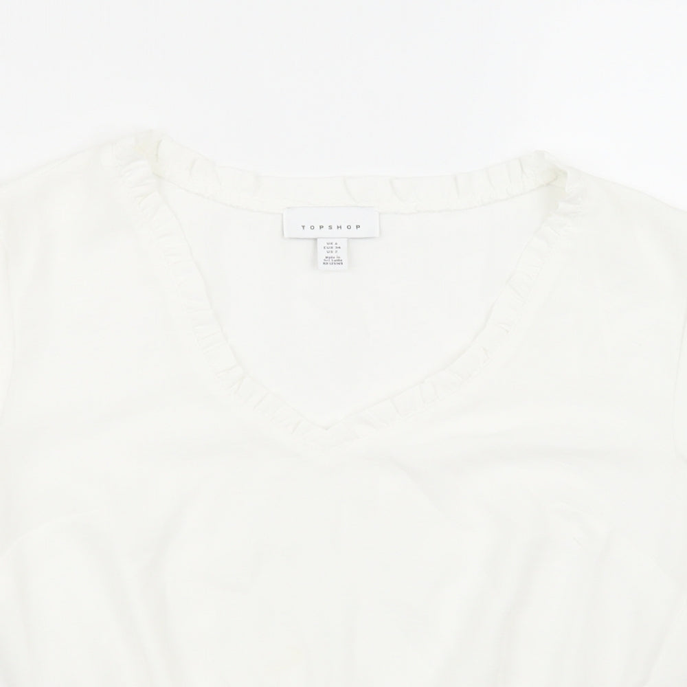 Womens UK Size 6 Topshop White Basic T-Shirt