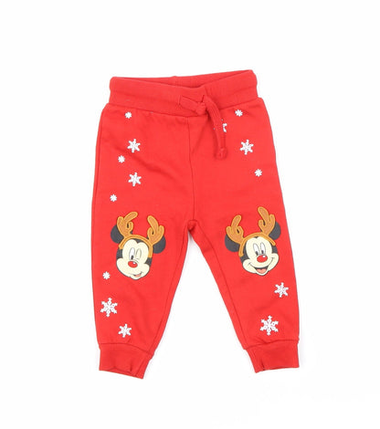 Disney Boys Red   Jogger Trousers Size 9 Months