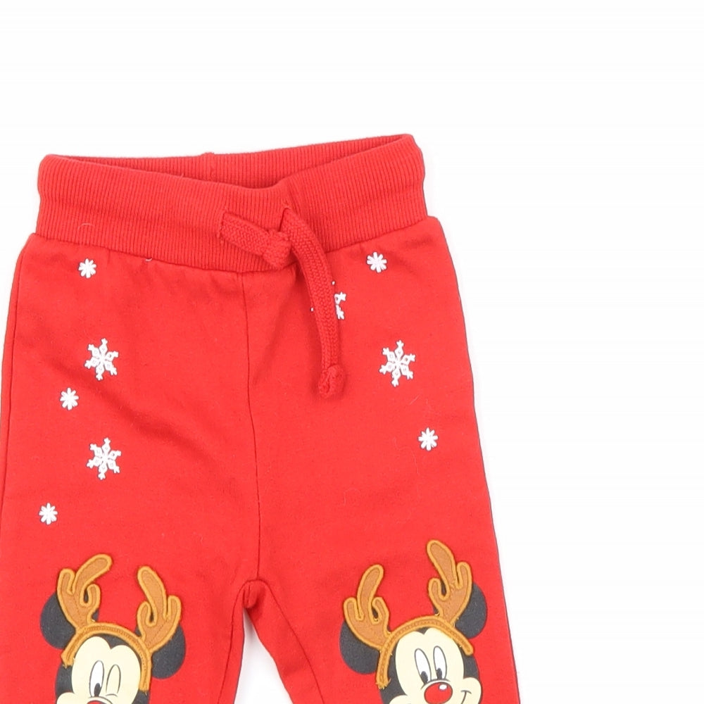 Disney Boys Red   Jogger Trousers Size 9 Months