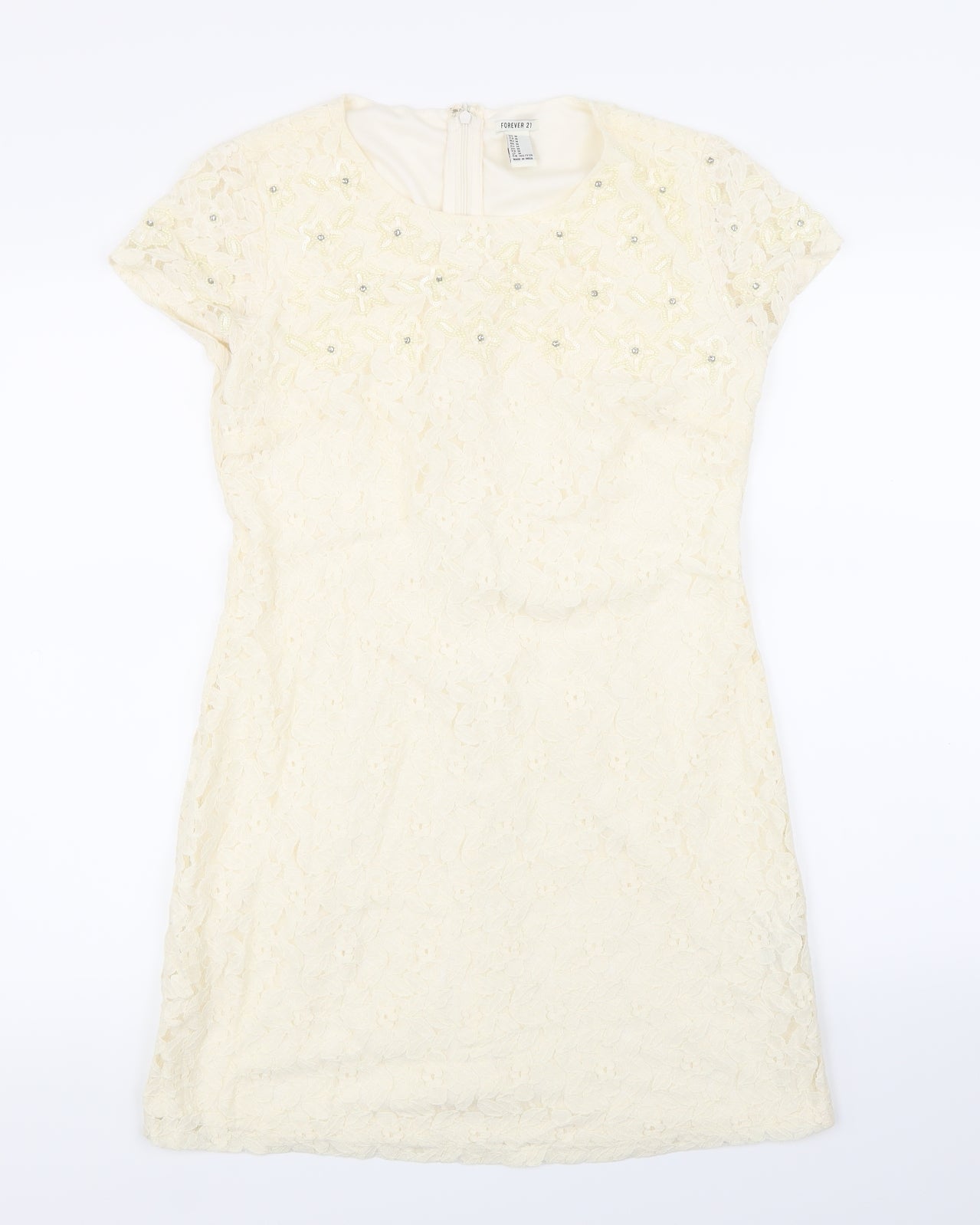 FOREVER 21 Womens Beige  Lace A-Line  Size M