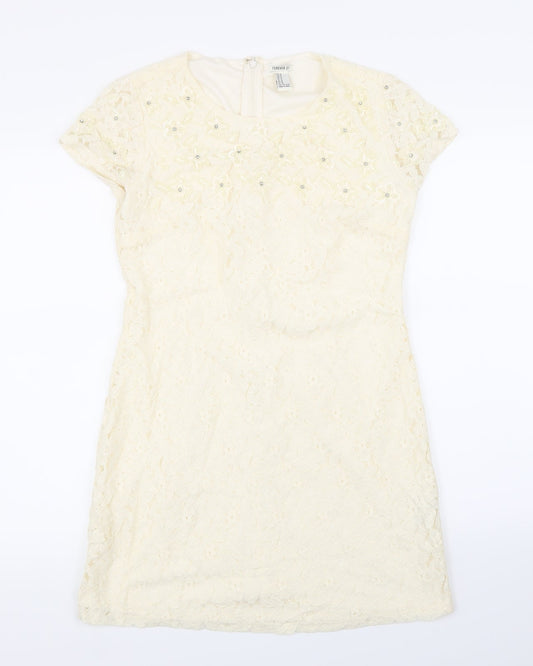 FOREVER 21 Womens Beige  Lace A-Line  Size M