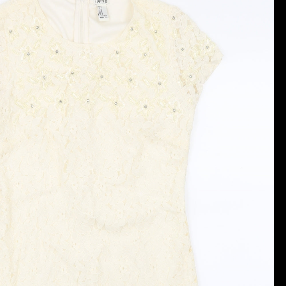 FOREVER 21 Womens Beige  Lace A-Line  Size M