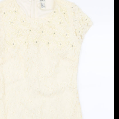 FOREVER 21 Womens Beige  Lace A-Line  Size M