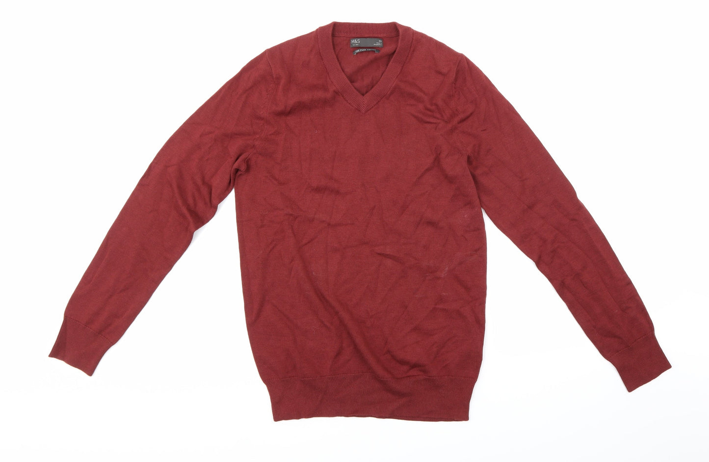 Marks and Spencer Mens Red  Knit Pullover Jumper Size XS