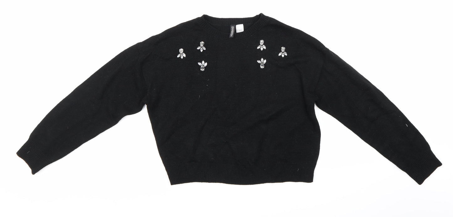 H&M Womens Black  Knit Pullover Jumper Size S