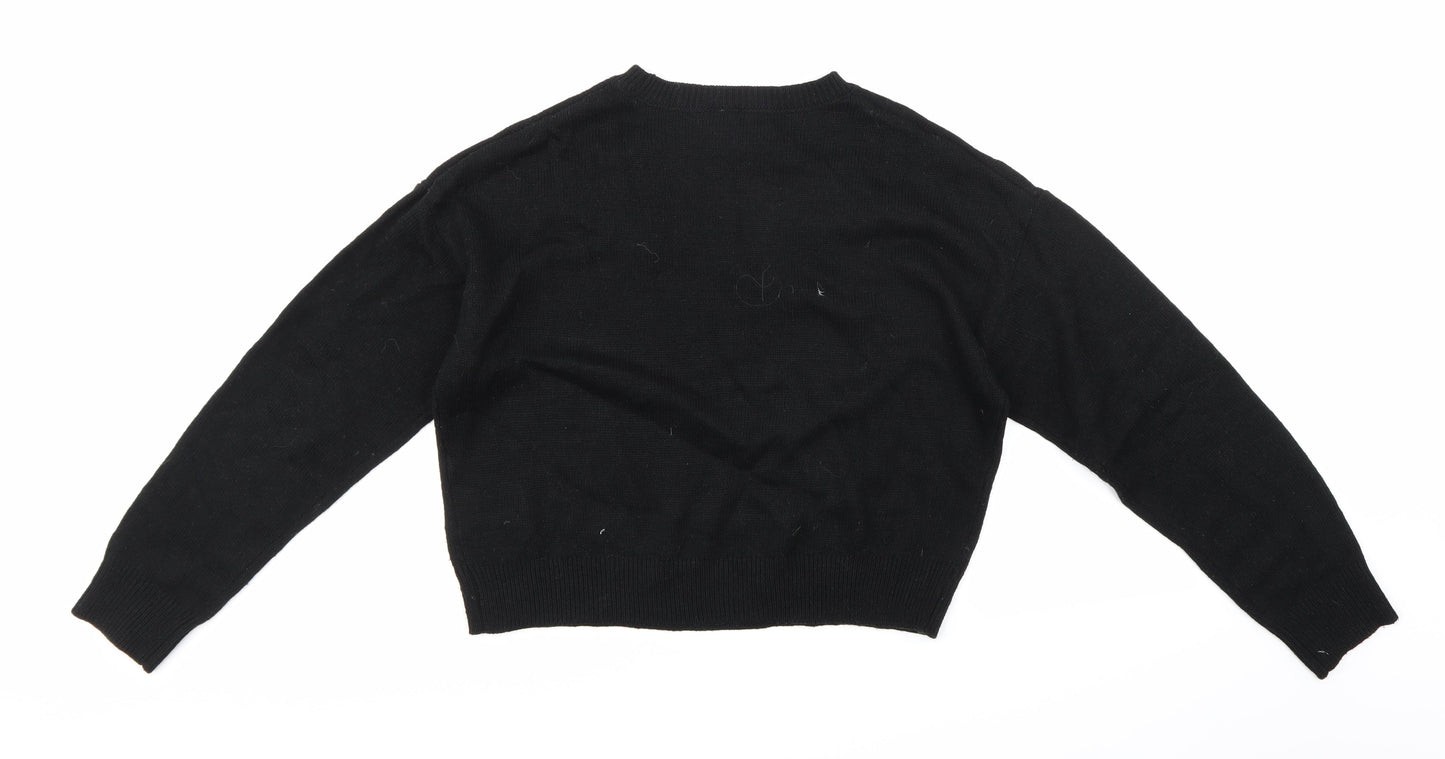 H&M Womens Black  Knit Pullover Jumper Size S