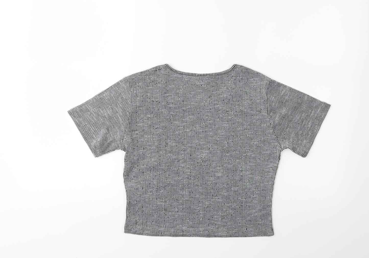 Womens UK Size M Sparkle & Fade Grey Basic T-Shirt