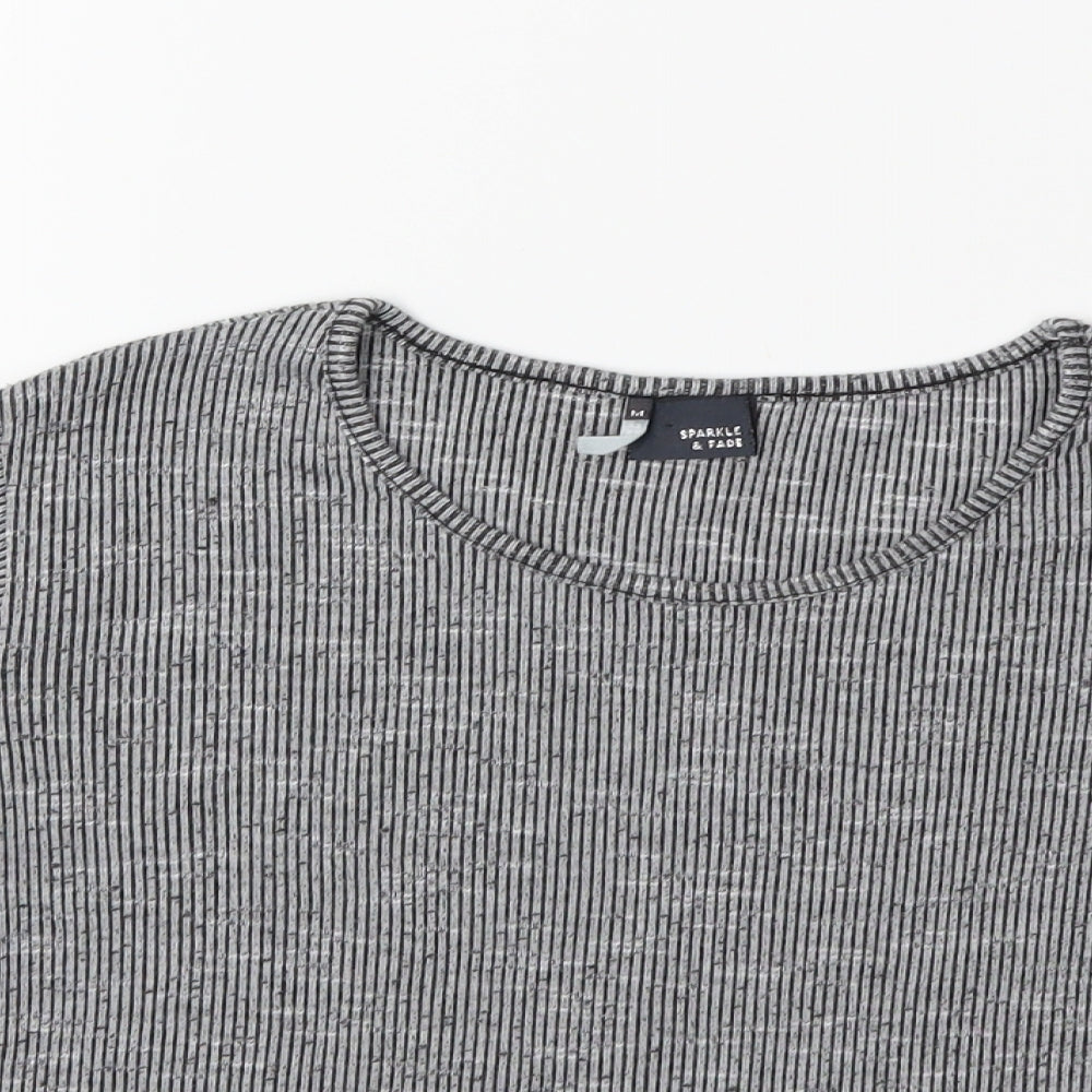 Womens UK Size M Sparkle & Fade Grey Basic T-Shirt
