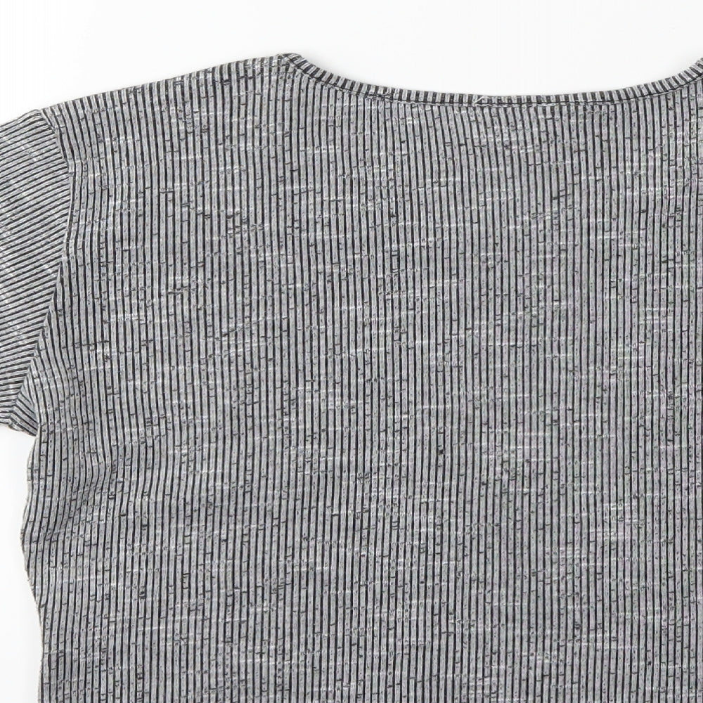 Womens UK Size M Sparkle & Fade Grey Basic T-Shirt