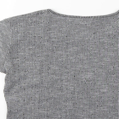 Womens UK Size M Sparkle & Fade Grey Basic T-Shirt
