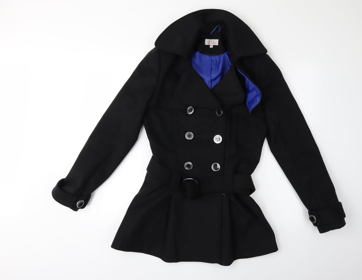 Womens UK Size 10 Be Beau Black Overcoat