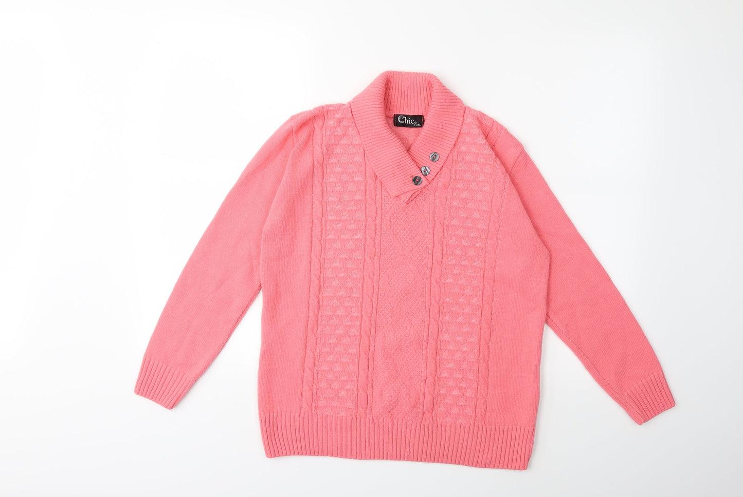 CHIC Womens Pink  Knit Pullover Jumper Size L
