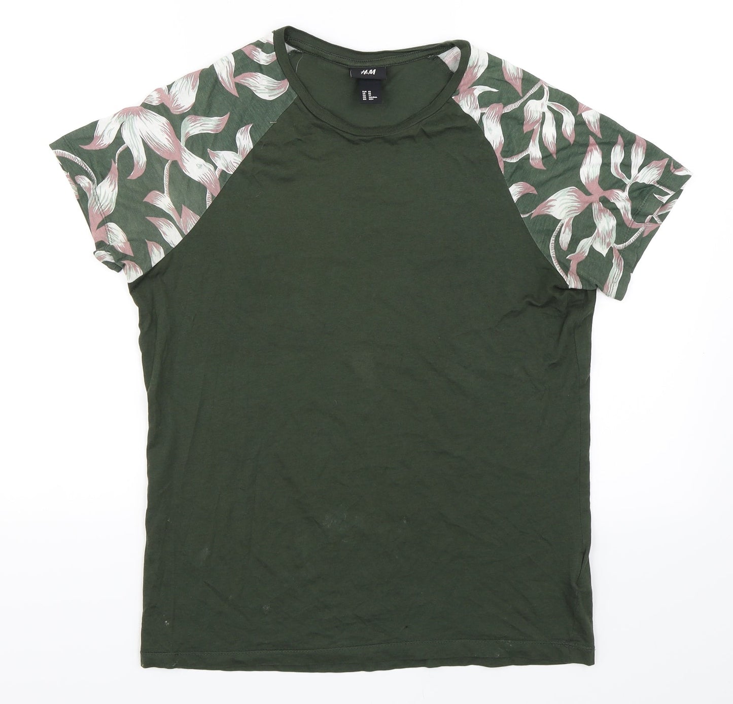 Womens UK Size XS H&M Green Basic T-Shirt