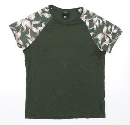 Womens UK Size XS H&M Green Basic T-Shirt