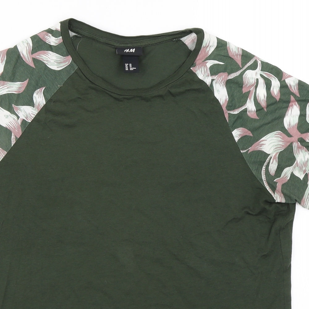 Womens UK Size XS H&M Green Basic T-Shirt