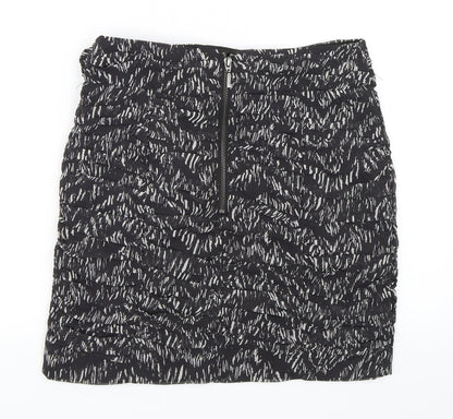 H&M Womens Black Animal Print  Mini Skirt Size 40