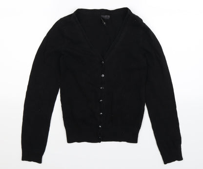 Divided Womens Black  Knit Cardigan Jumper Size 4