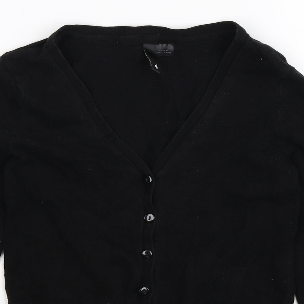 Divided Womens Black  Knit Cardigan Jumper Size 4