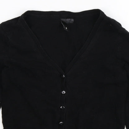 Divided Womens Black  Knit Cardigan Jumper Size 4