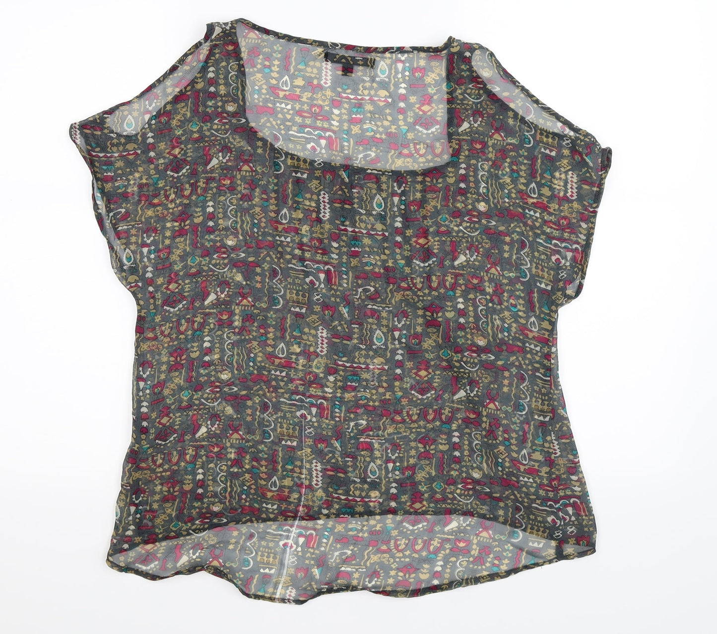 Lucca Couture Womens Grey  Satin Basic Blouse Size S