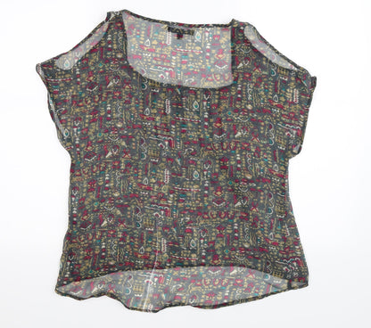 Lucca Couture Womens Grey  Satin Basic Blouse Size S