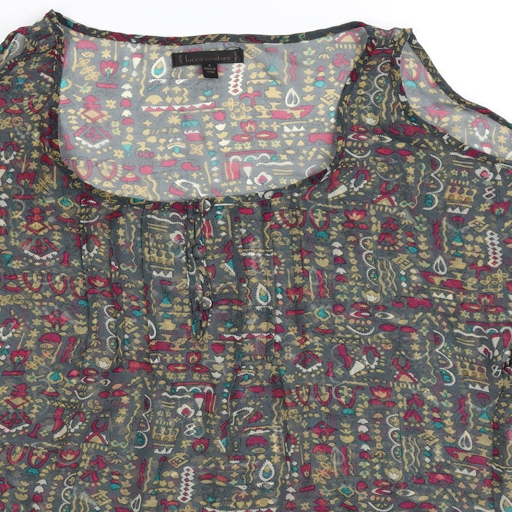 Lucca Couture Womens Grey  Satin Basic Blouse Size S