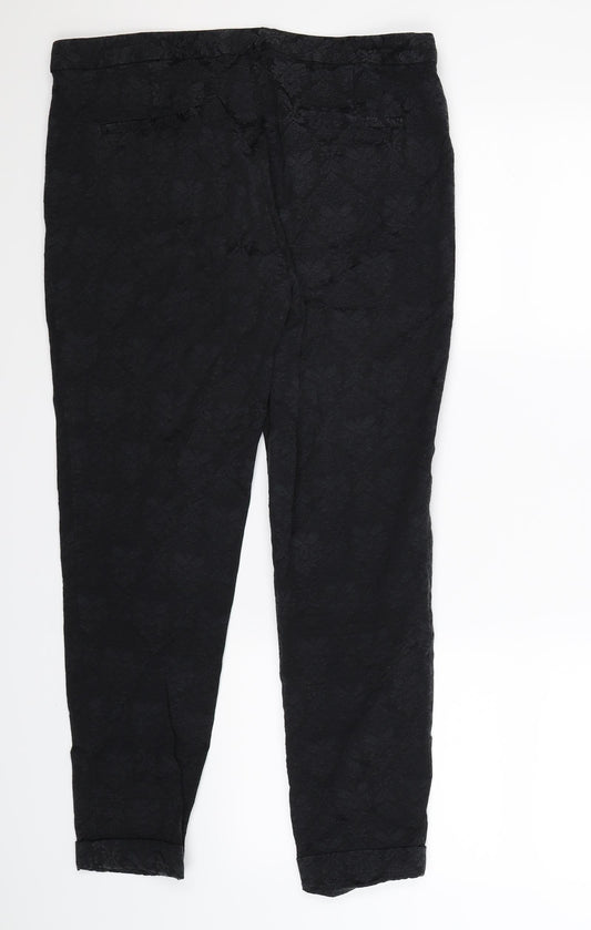 Zara Womens Black Floral  Trousers  Size L L26 in