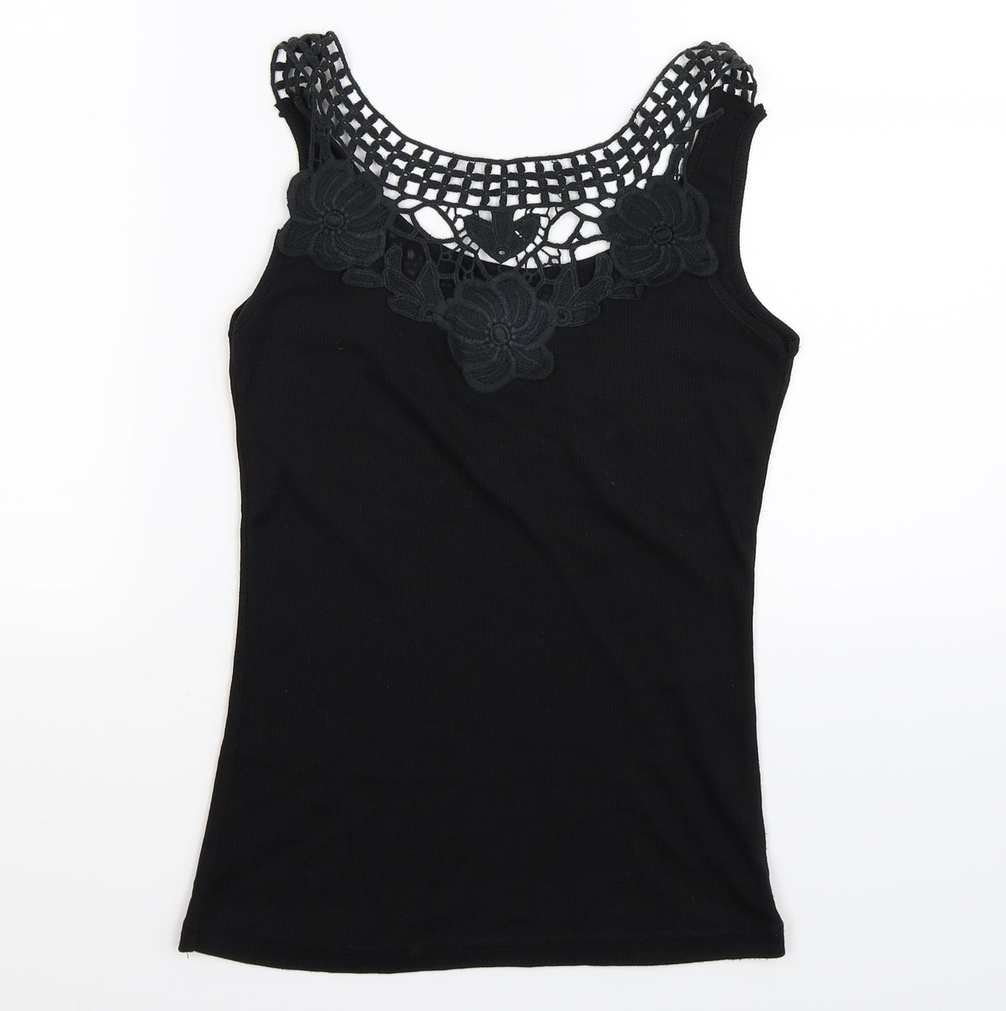 Womens UK Size S Preworn Black Basic Tank