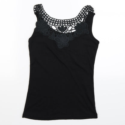 Womens UK Size S Preworn Black Basic Tank