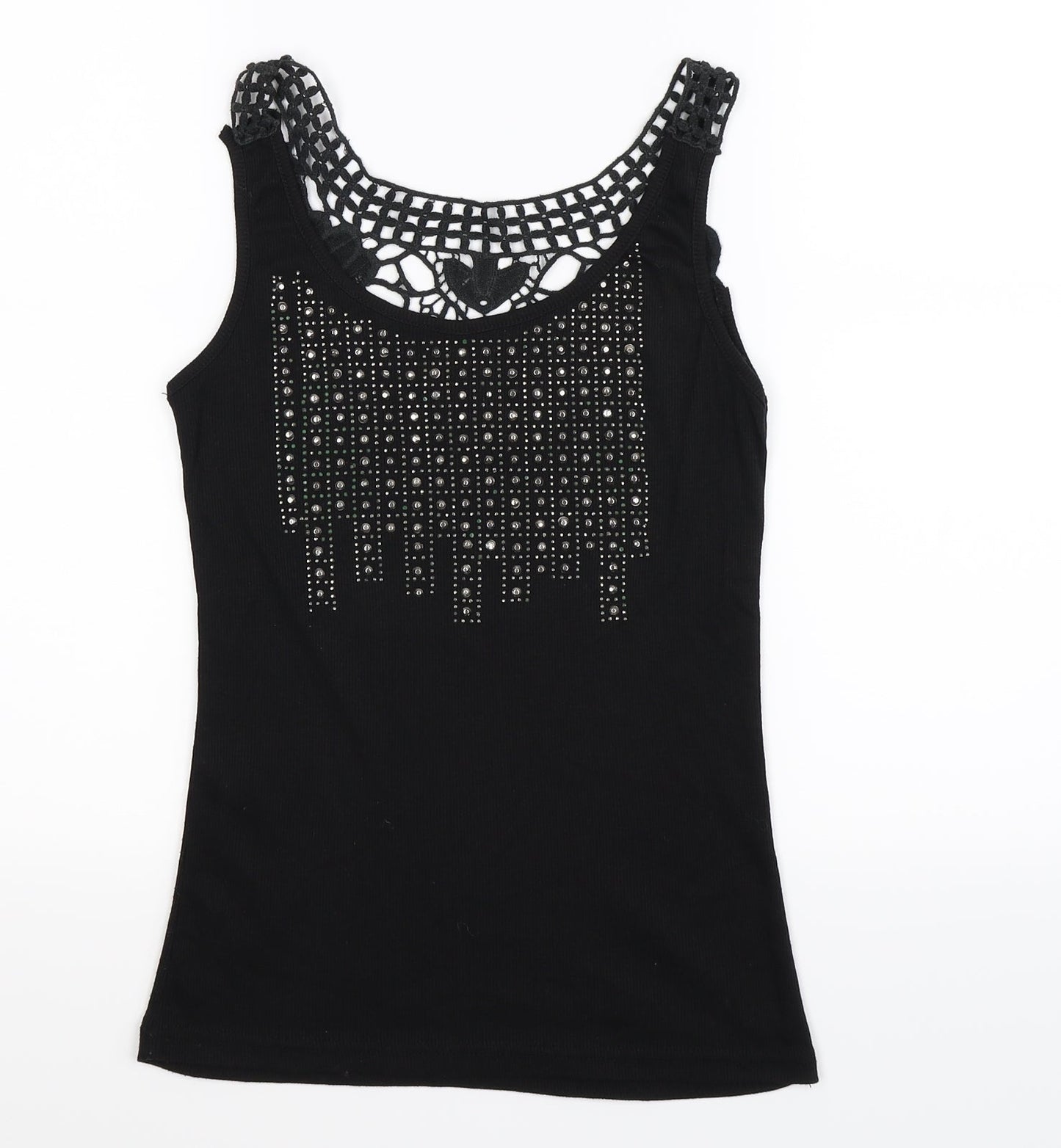 Womens UK Size S Preworn Black Basic Tank