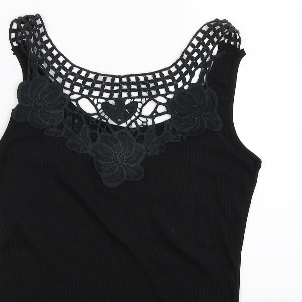 Womens UK Size S Preworn Black Basic Tank