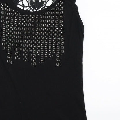 Womens UK Size S Preworn Black Basic Tank