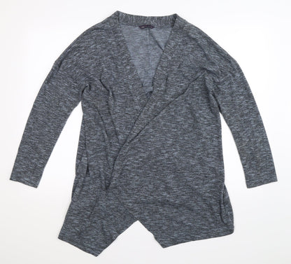 Marks and Spencer Womens Blue Striped  Cardigan Jumper Size 14