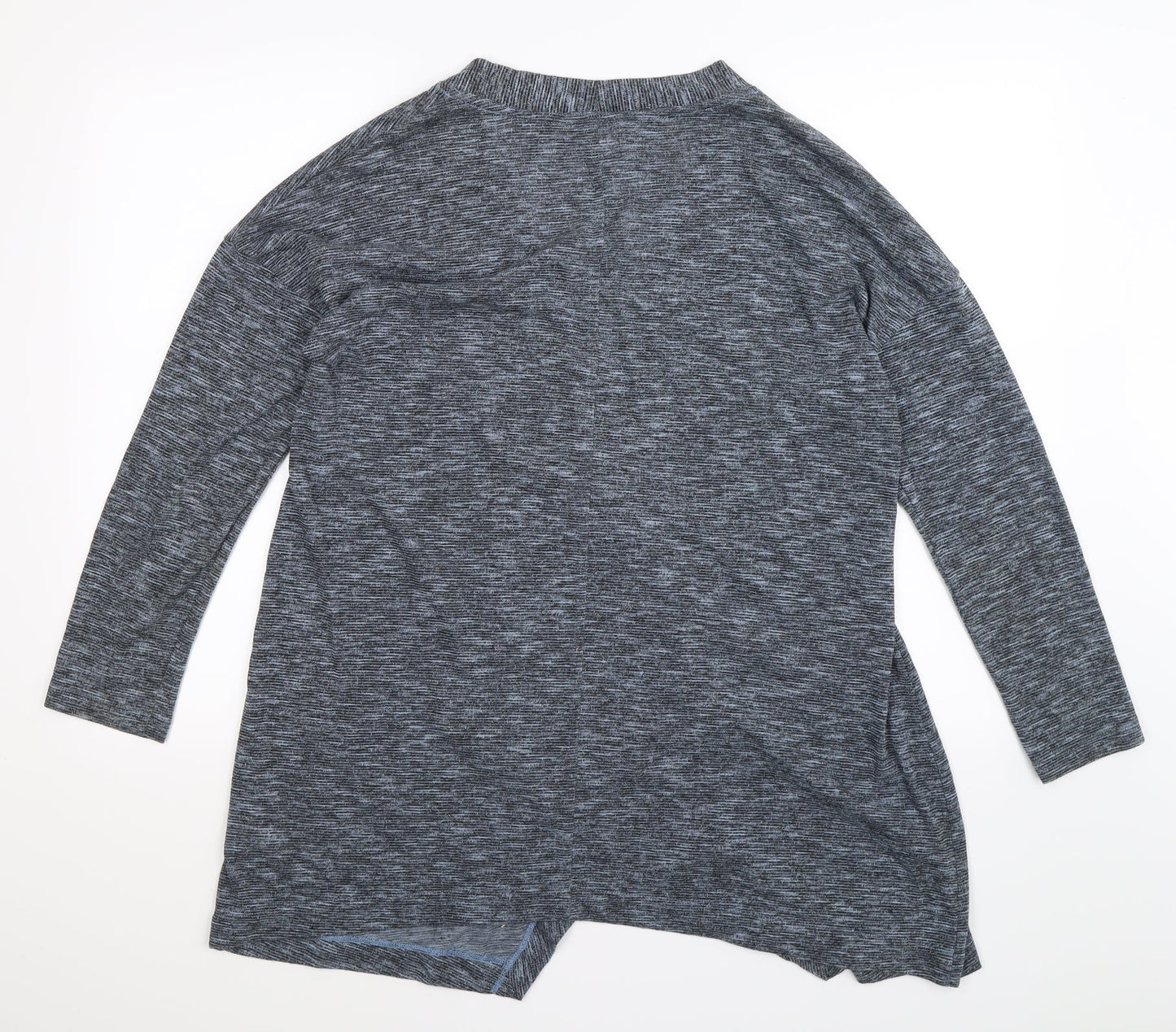 Marks and Spencer Womens Blue Striped  Cardigan Jumper Size 14
