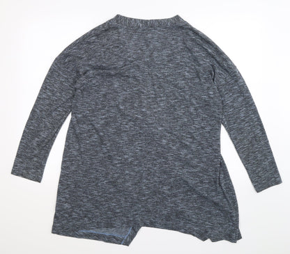 Marks and Spencer Womens Blue Striped  Cardigan Jumper Size 14