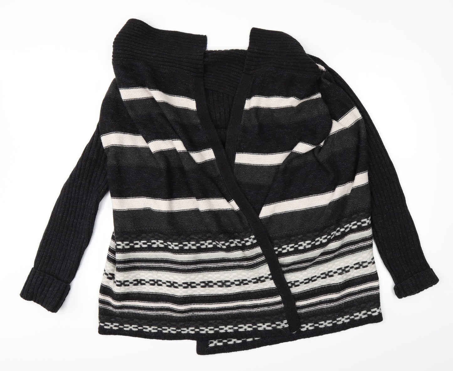 Savior Womens Black Striped Knit Cardigan Jumper Size 14