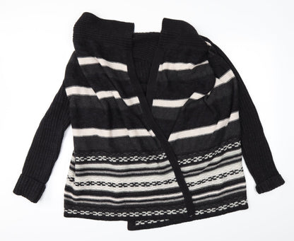 Savior Womens Black Striped Knit Cardigan Jumper Size 14