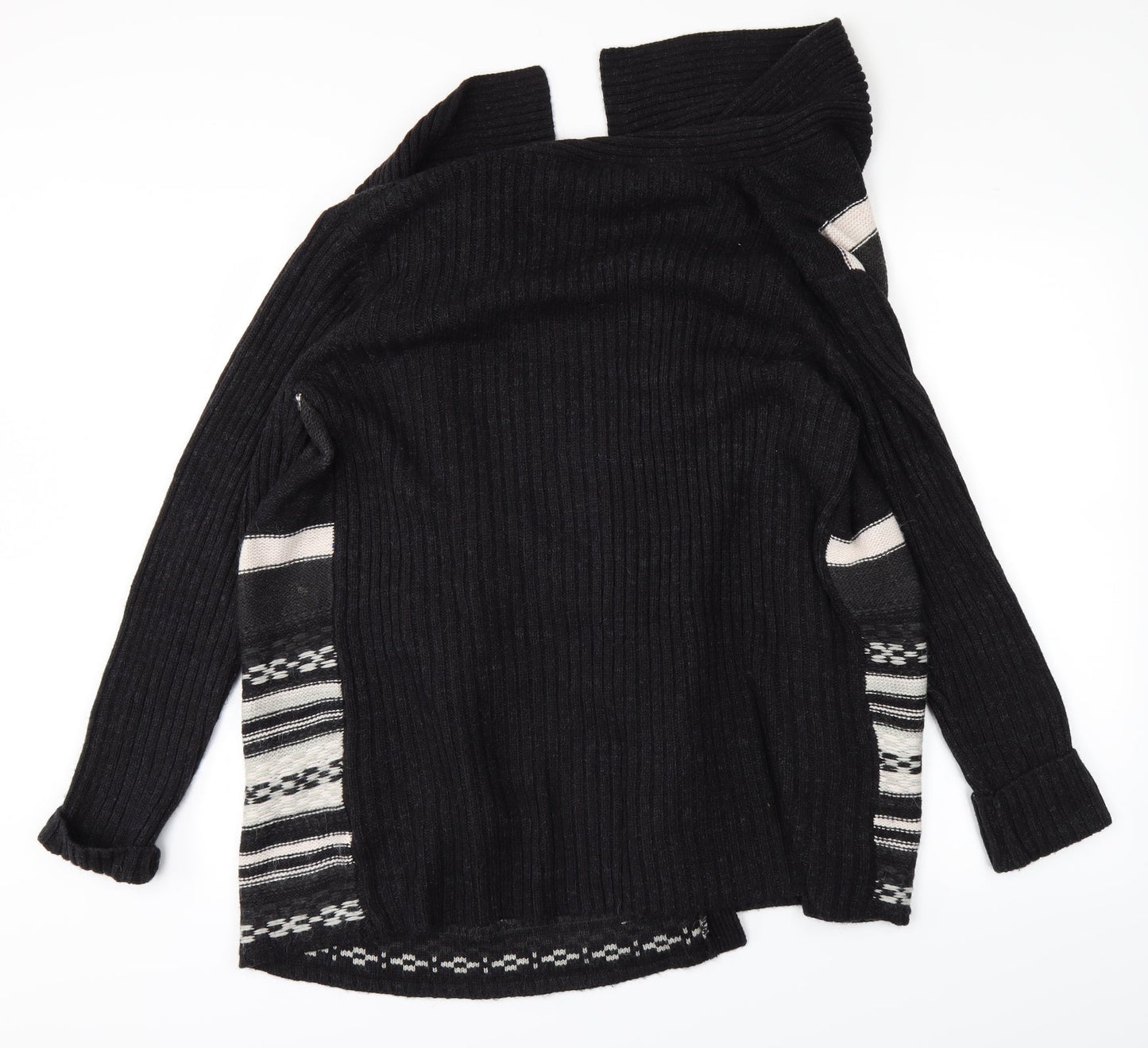 Savior Womens Black Striped Knit Cardigan Jumper Size 14