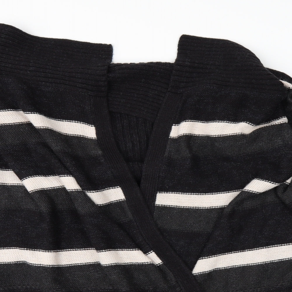 Savior Womens Black Striped Knit Cardigan Jumper Size 14