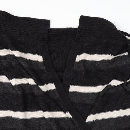 Savior Womens Black Striped Knit Cardigan Jumper Size 14