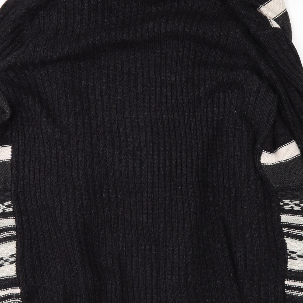 Savior Womens Black Striped Knit Cardigan Jumper Size 14
